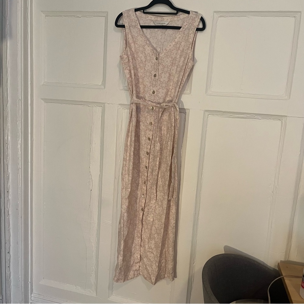 Cotton Patterned Button-Down Dress